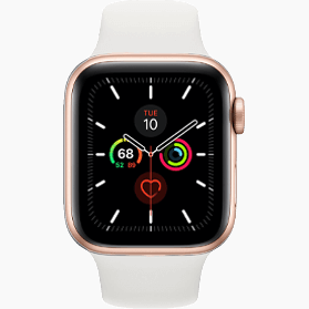 Remis à neuf Apple Watch Series 5 44 mm aluminium or 4G avec bracelet sport blanc 