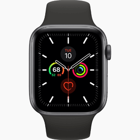 Remis à neuf Apple Watch Series 5 44 mm aluminium noir 4G avec bracelet sport noir