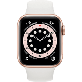 Apple Watch Series 6 44 mm aluminium or 4G avec bracelet sport blanc