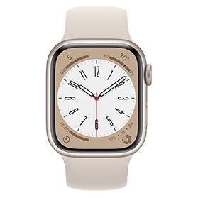 Apple Watch Series 8 45mm aluminium starlight wifi avec bracelet sport blanc
