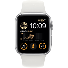 Apple Watch SE 2022 44mm aluminium argent 4G avec bracelet sport blanc