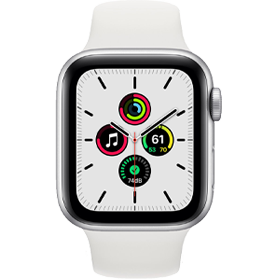 Apple Watch SE 2020 44 mm aluminium argent 4G avec bracelet sport blanc