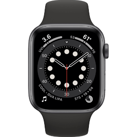 Apple Watch Series 6 44 mm acier inoxydable noir 4G avec bracelet sport noir