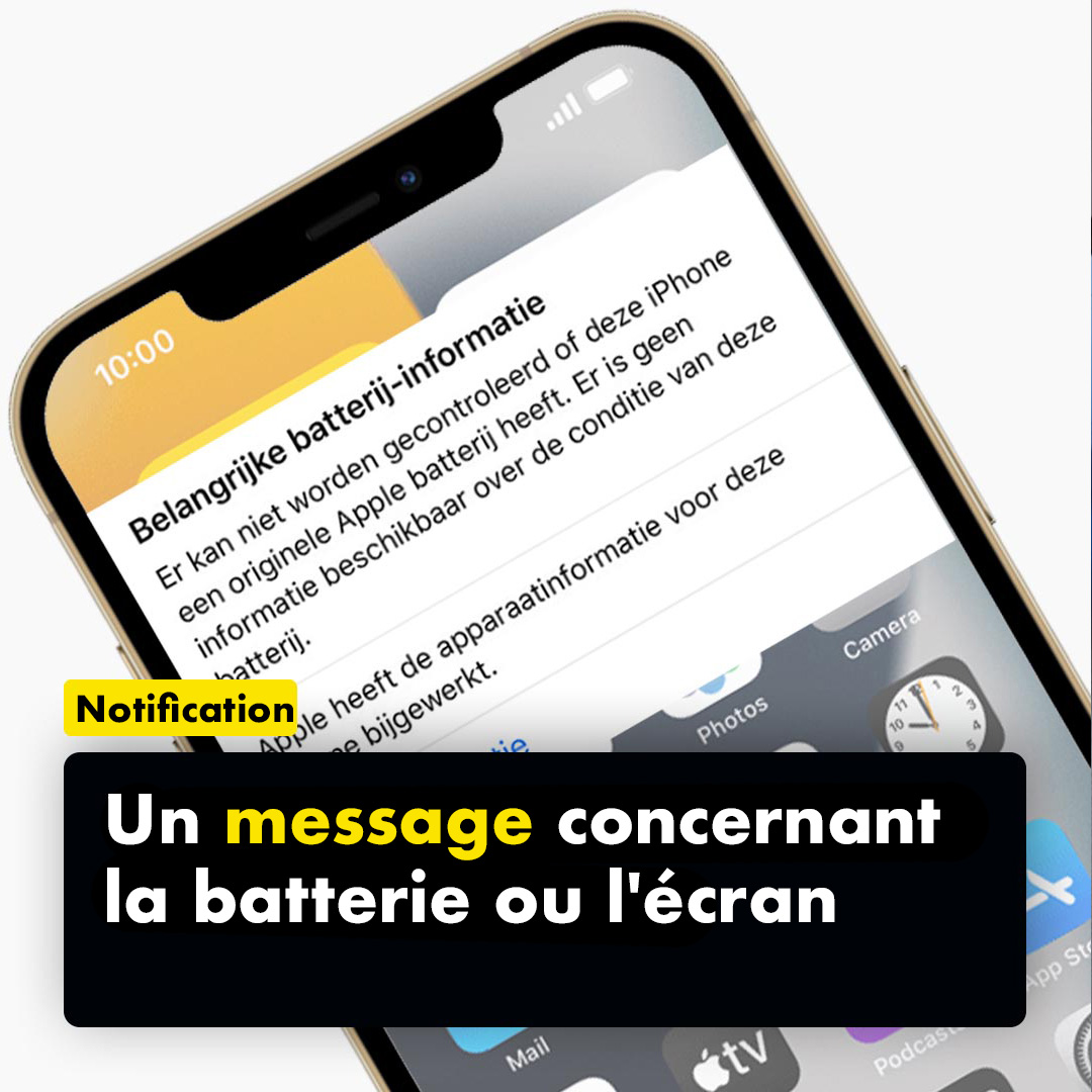 iPhone batterie or message d'affichage